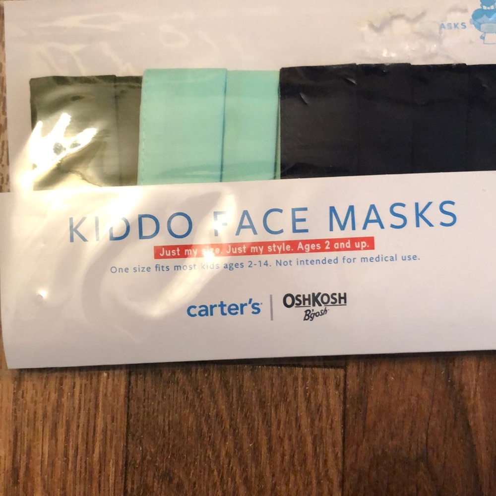 “NWT” OSHKOSH KIDOO FACE MASKS Pack of 3! One Sz. Fits most ages 2-14